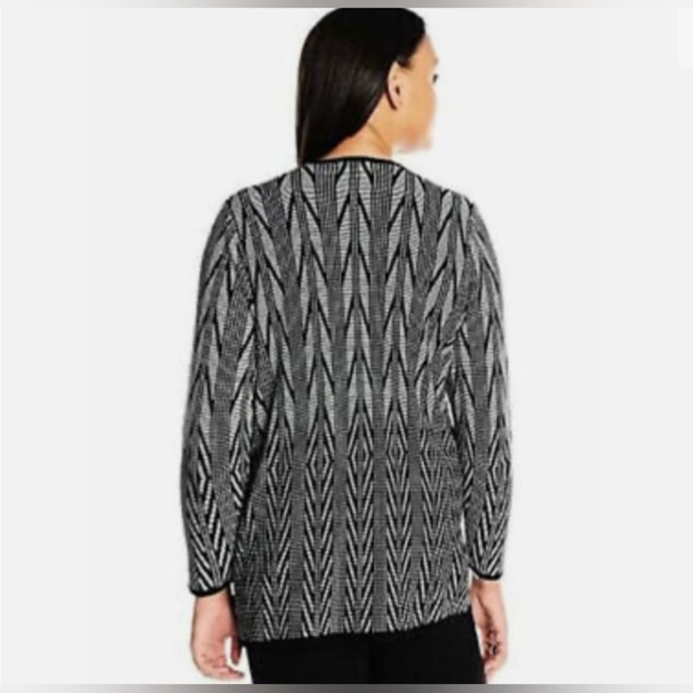 NWT CALVIN KLEIN Size XL Jacquard Flyaway Long Sleeve Cardigan BLACK-WHITE - Picture 10 of 10